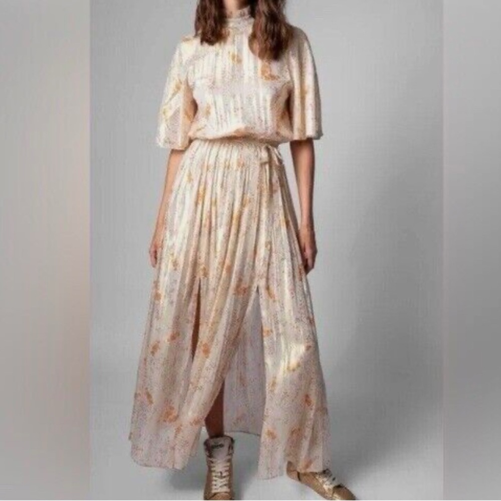 Zadig & Voltaire gold shimmer Maxi dress
